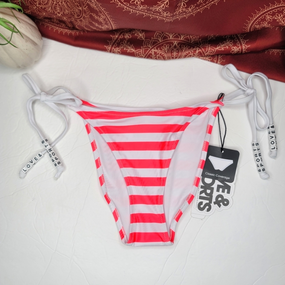 Love & Sports Swimsuit Bottom Striped Coral Size Small (4-6) NWT